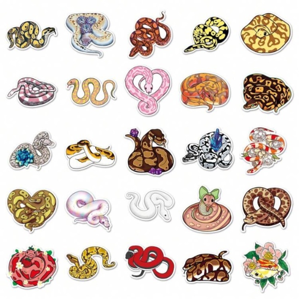 50 multicolor snake vinyl stickers decor laptop cup scrapbook luggage mug helmet - Picture 3 of 6